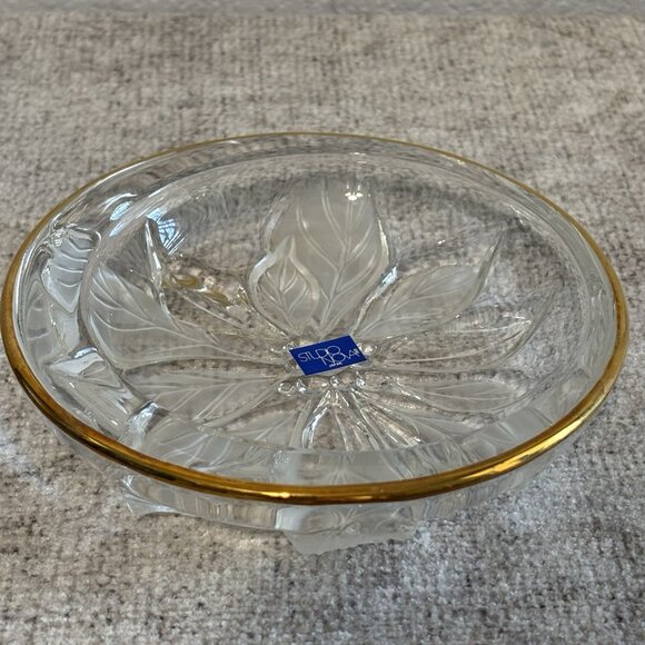 Studio Nova Crystal Candy Dish with Box Floral Design Christmas - Picture 2 of 8